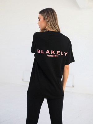 Blakely Womens Members Relaxed T-Shirt Zwart Roze | XHQEB-2963